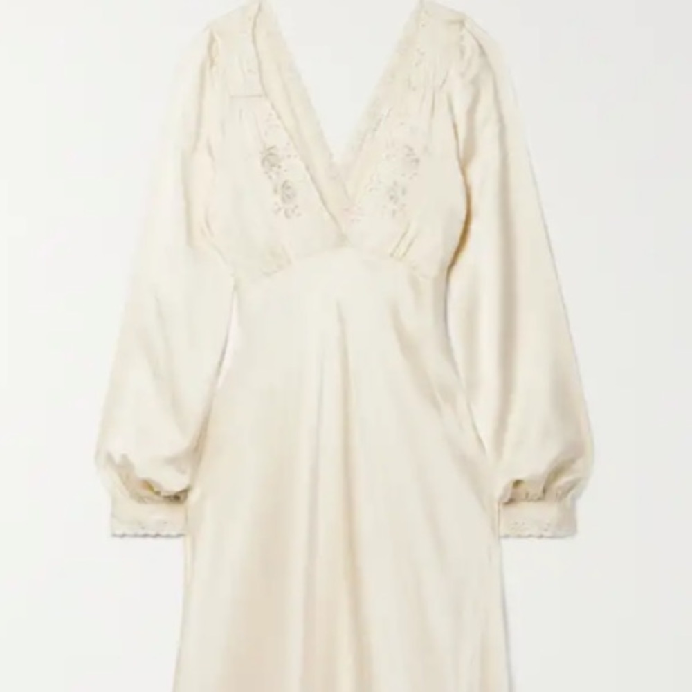 nwt doen silk dress fiora a-line embroidered